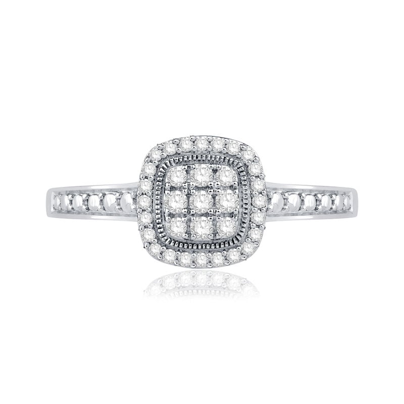 Diamond Cluster Halo Promise Ring in Sterling Silver image number null